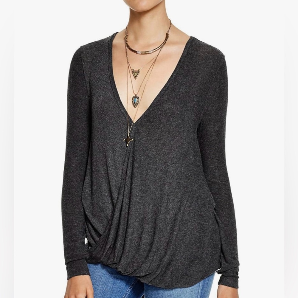 We The Free Miss Rose Surplice Wrap Top